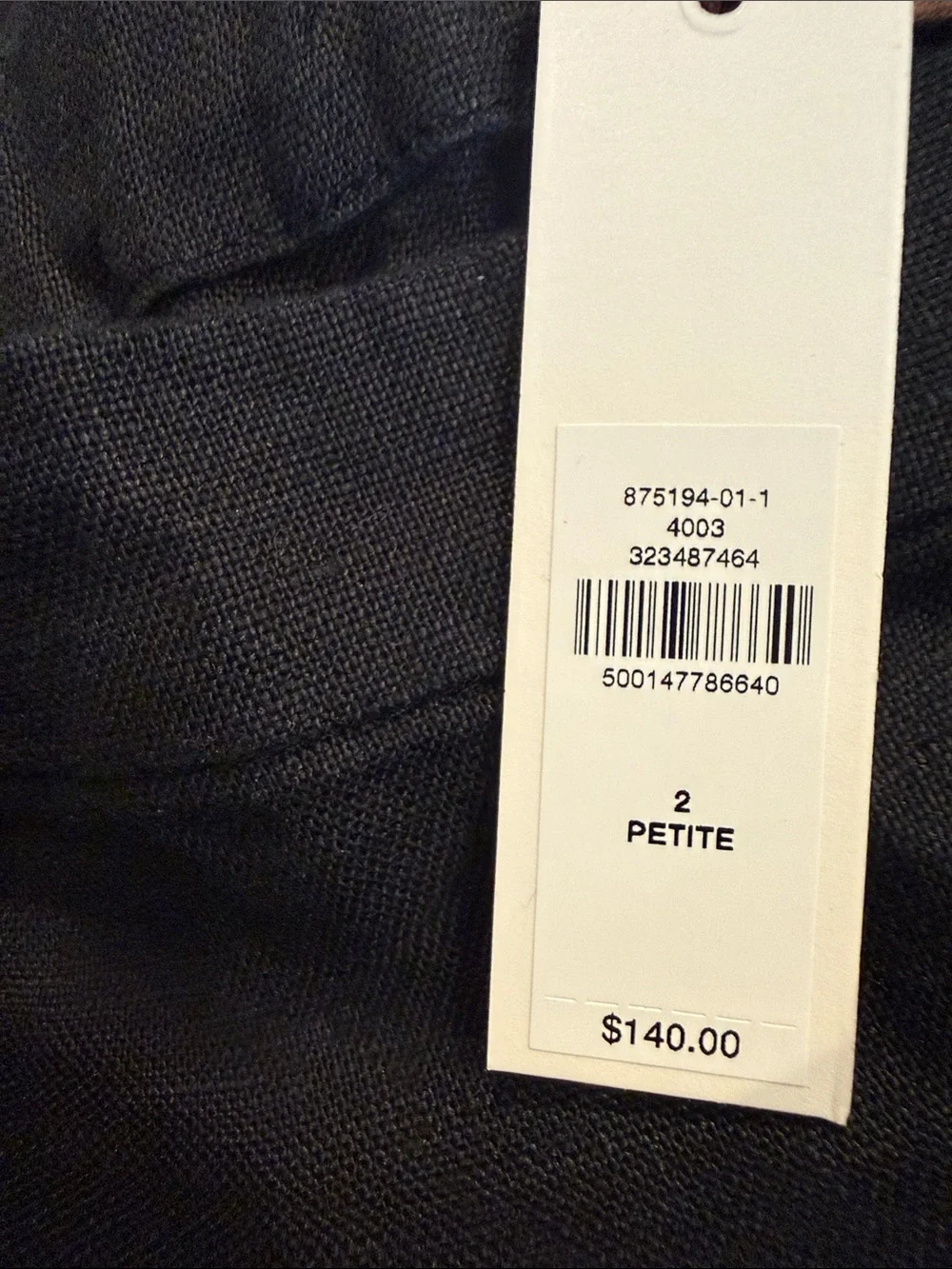 Banana Republic Mid Rise Kick Flare Linen Ankle Pant  2 Petite . Black